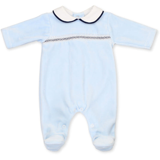 baby boys velour sleepsuit