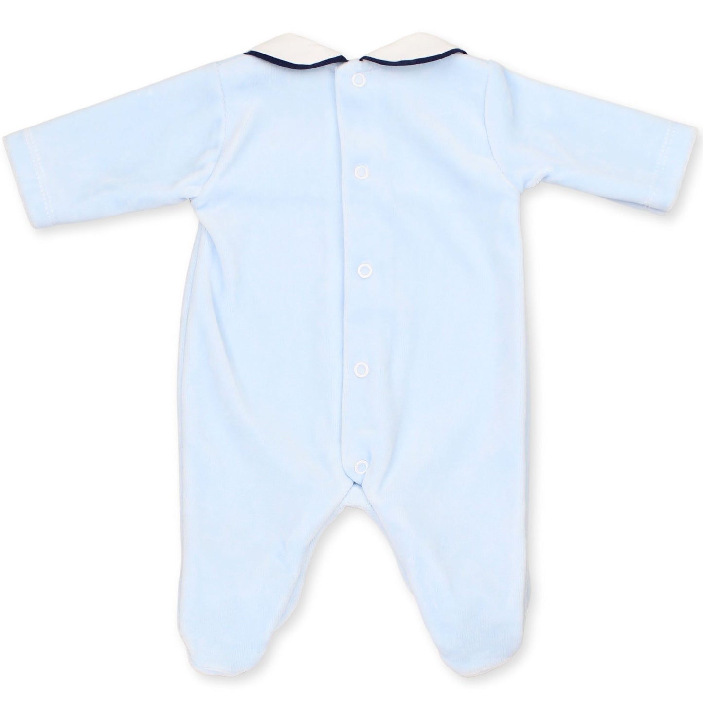 Baby Boys Velour Smocked Sleepsuit - Blue