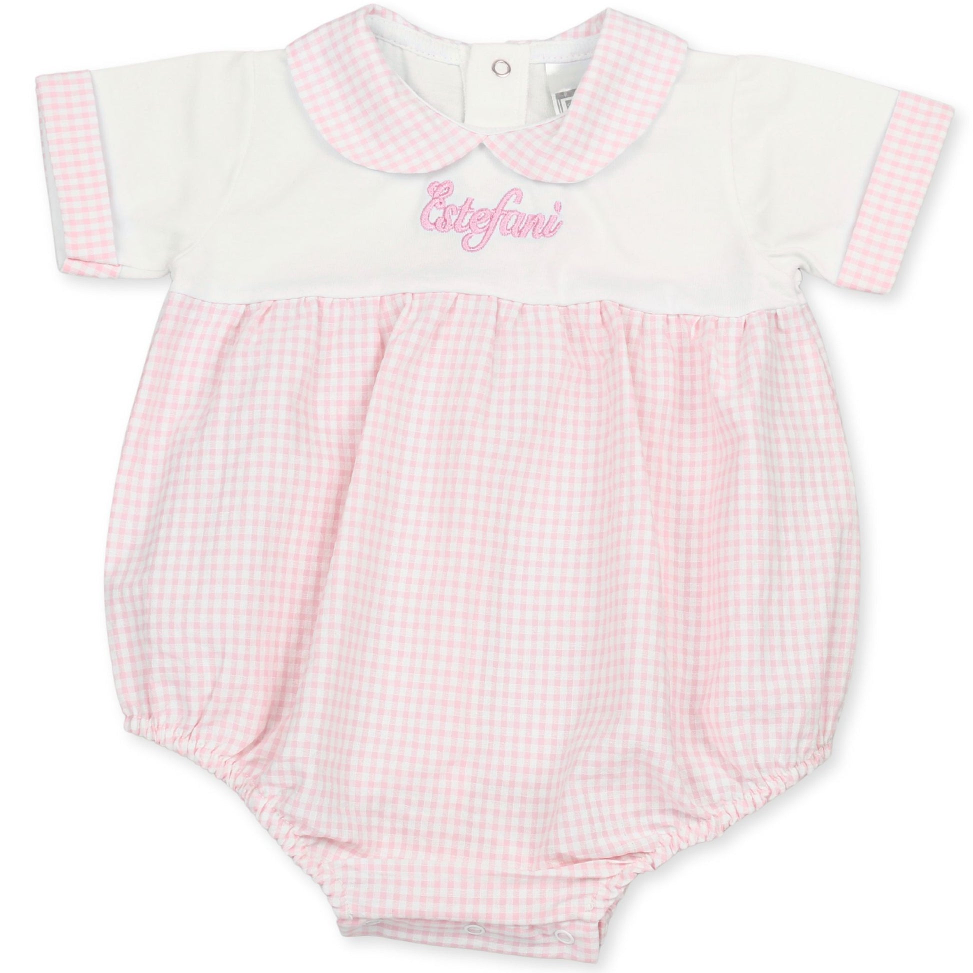 personalised baby girls gingham romper