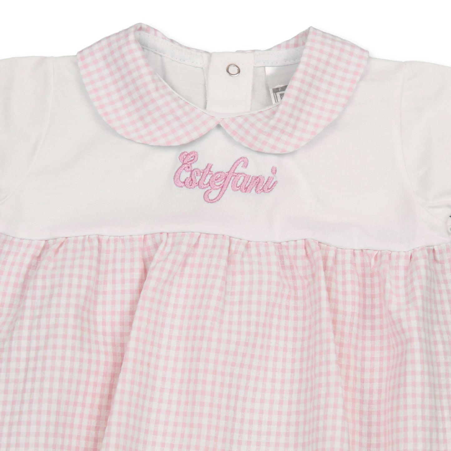 Baby Girls Personalised Romper - Girls Summer Outfit - Pex Gingham Bubble
