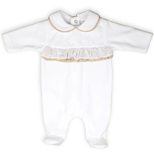 white beige baby sleepsuit girls