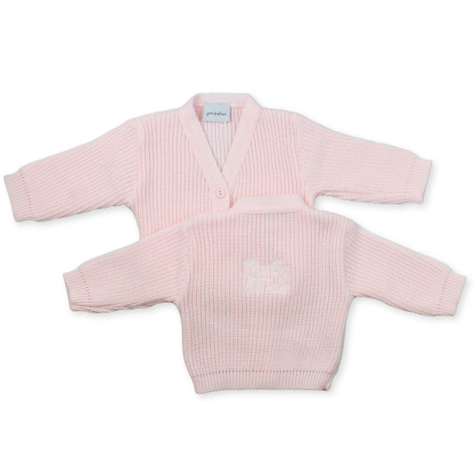 personalised baby girls pink knitted cardigan