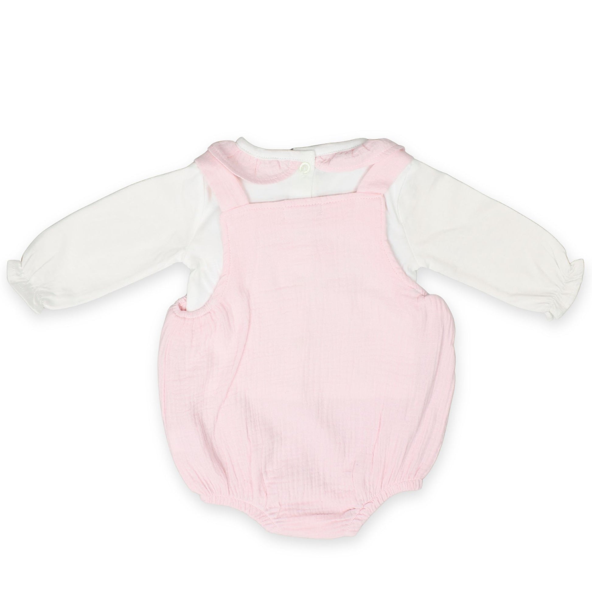pink baby girls muslin romper two piece