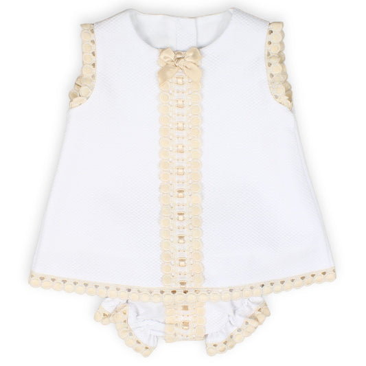 baby girl dress set, white baby dress, baby dress with bloomers, baby occasion outfit, christening dress baby, beige lace baby dress, baby clothes 0-24 months, sleeveless baby girl dress