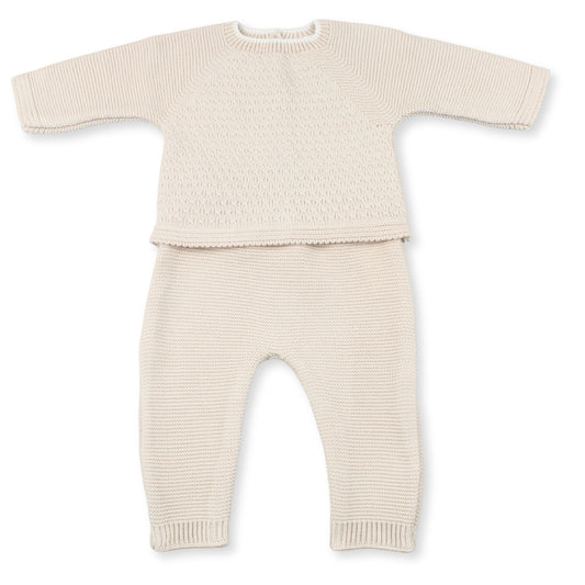 baby boys beige knitted outfit