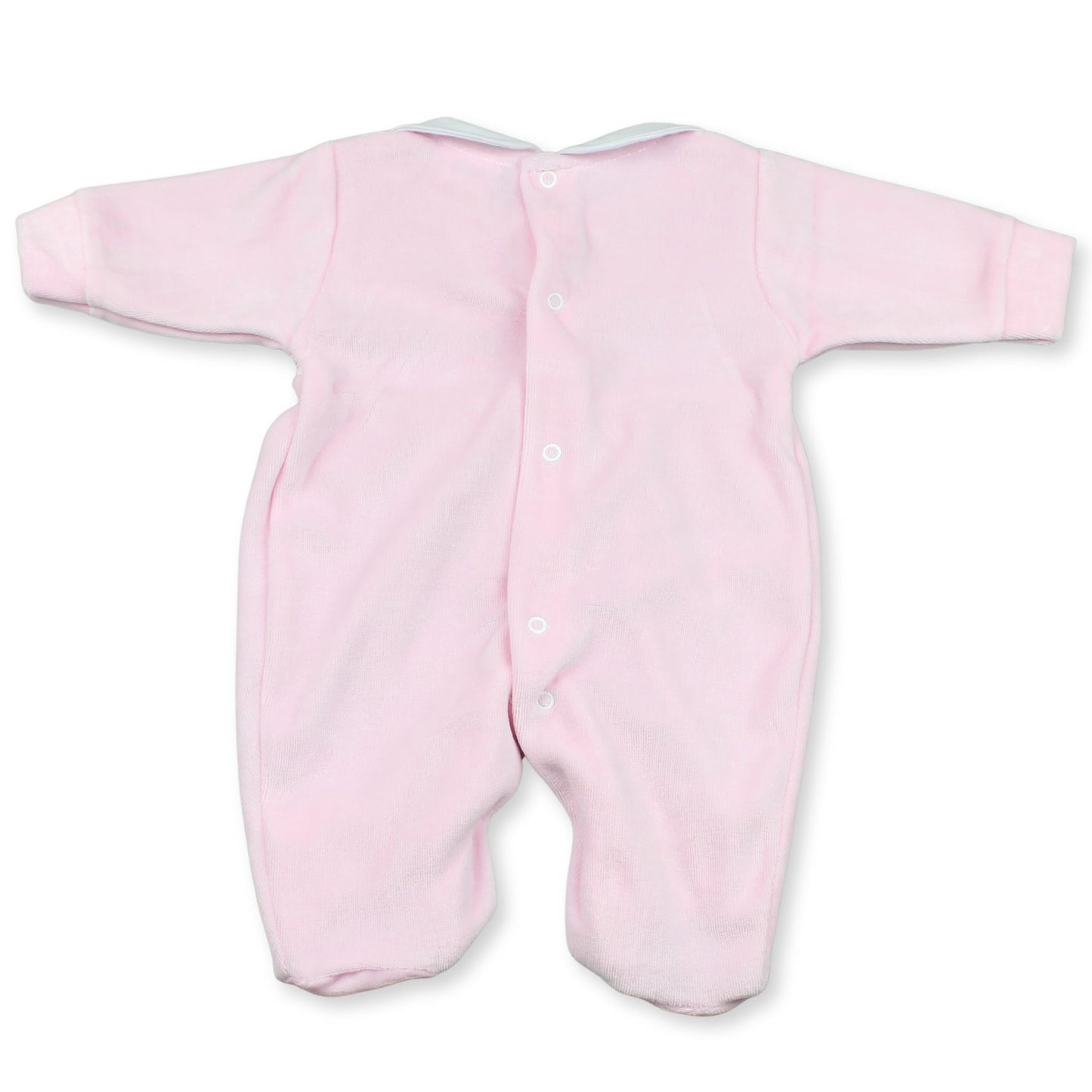 Kleo Kids Baby Girls Pink Velour Smocked Sleepsuit with Ballerina Embroidery