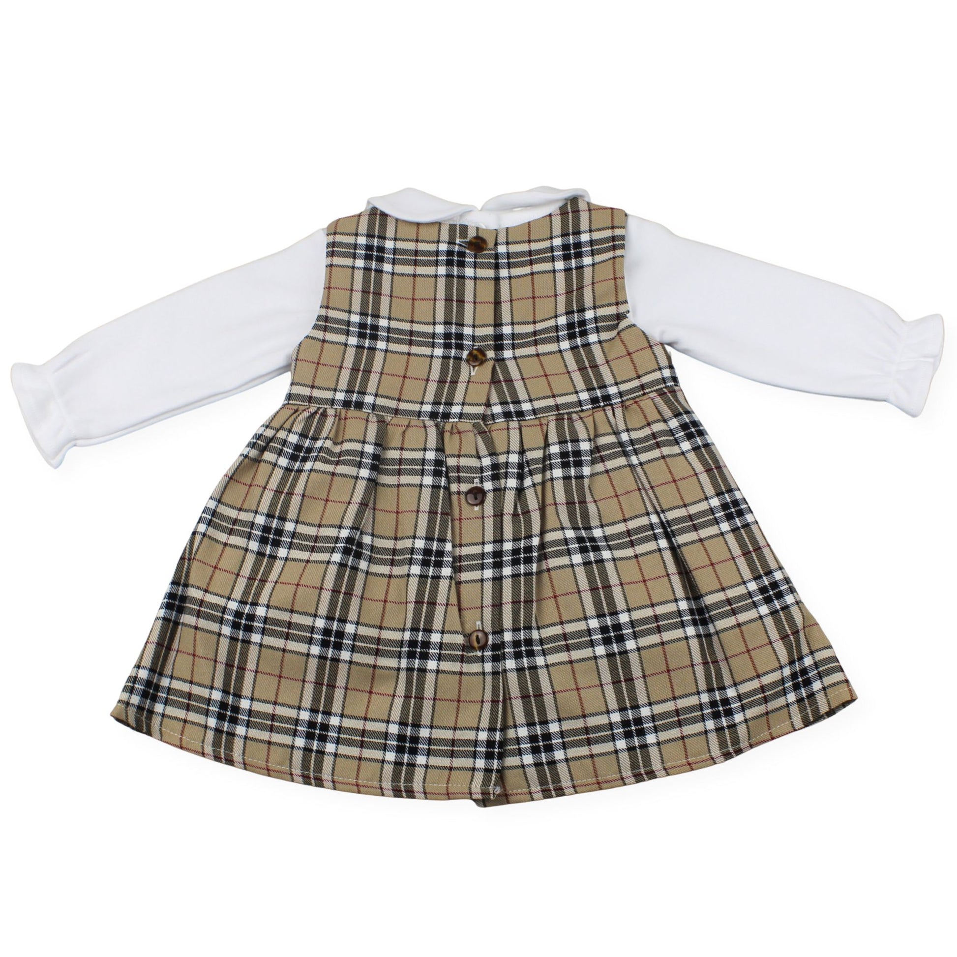 Plaid dress with white shirt on a white background