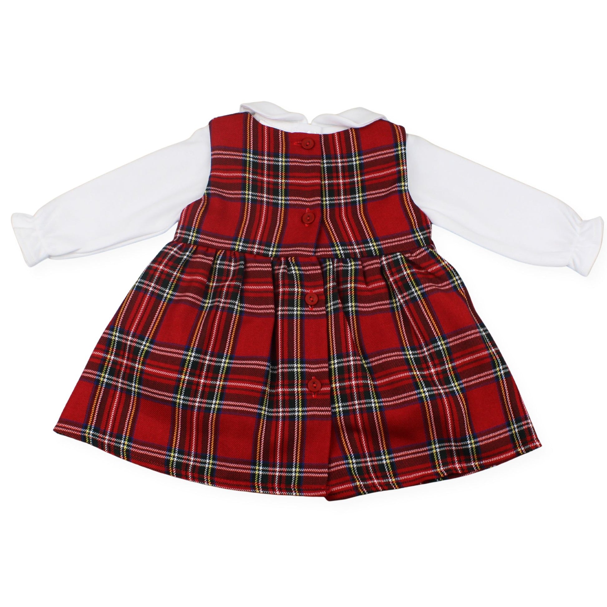 Red plaid dress with white shirt on a white background