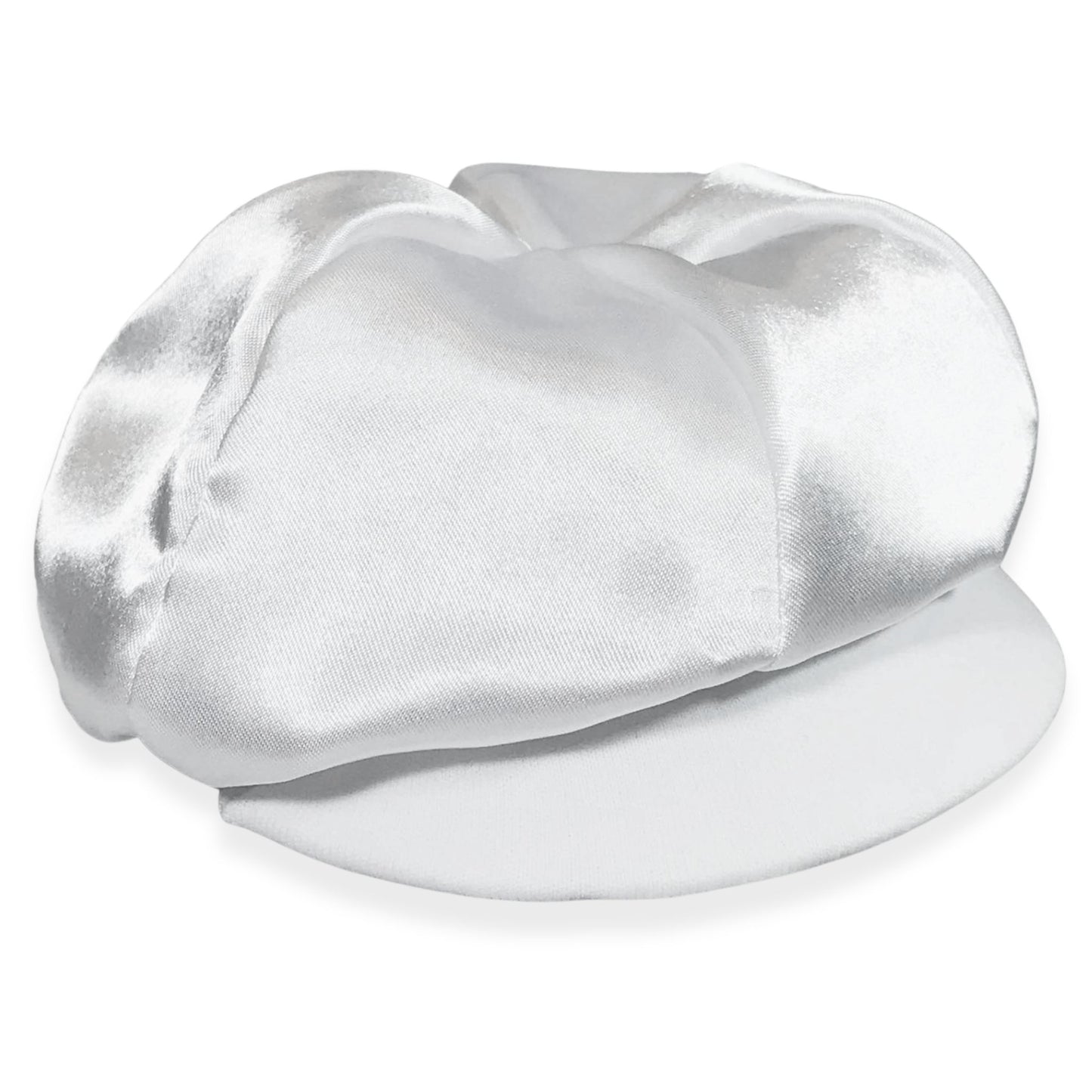 satin silver christening cap