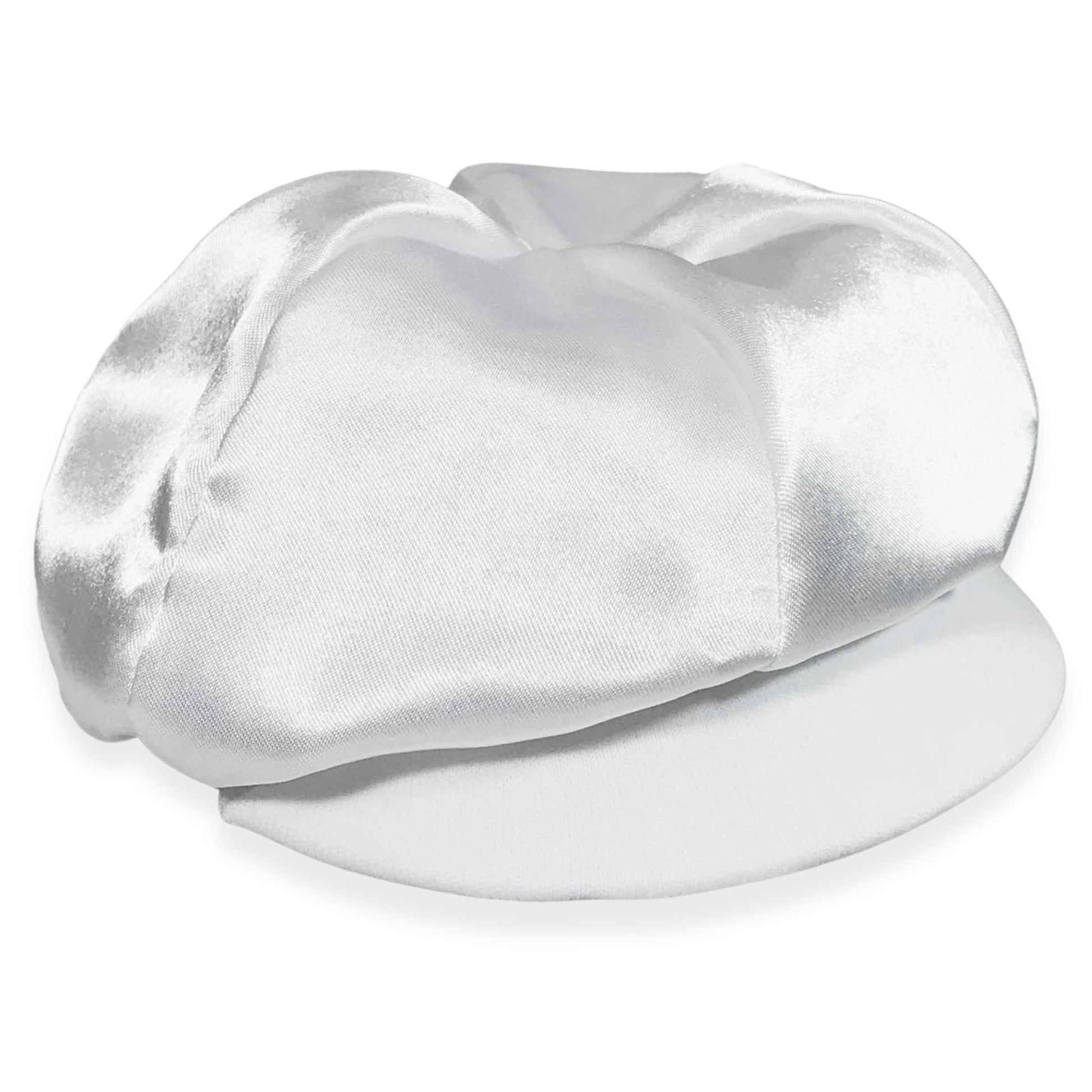 satin silver christening cap