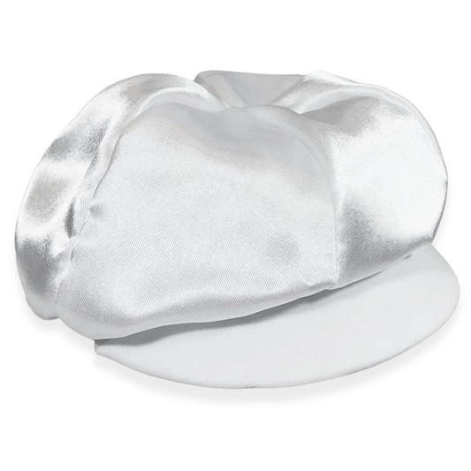 satin silver christening cap