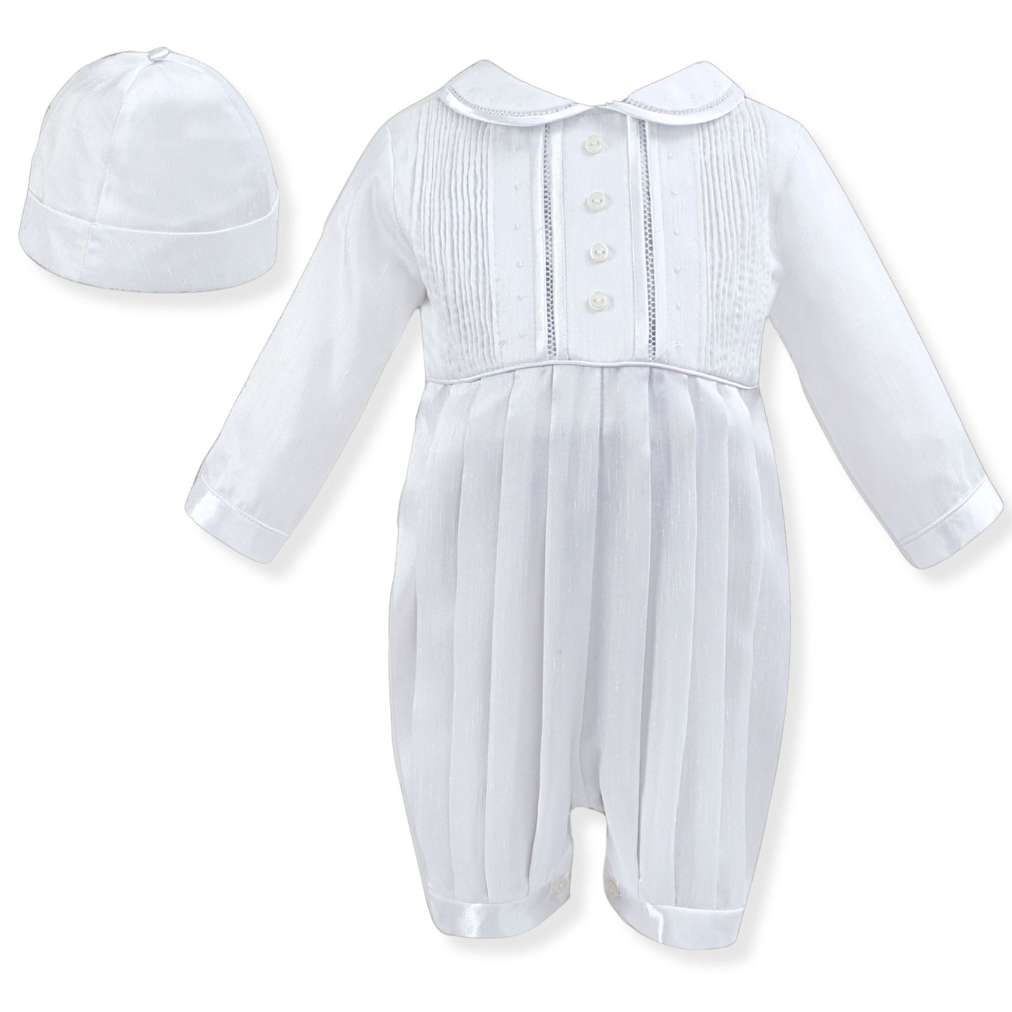 sarah louise christening romper with long sleeves