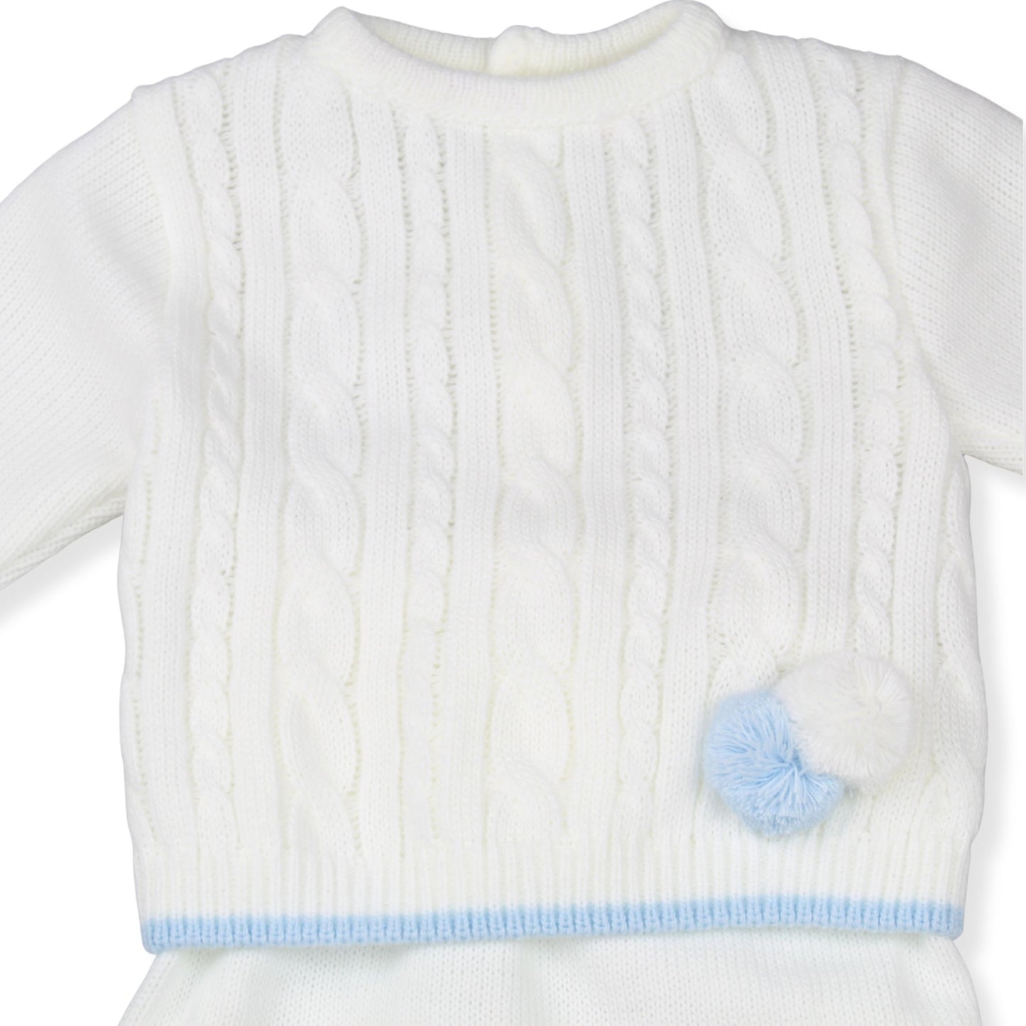 White Cable-Knit Three-Piece Set – Made in Portugal (Newborn to 3 Months)