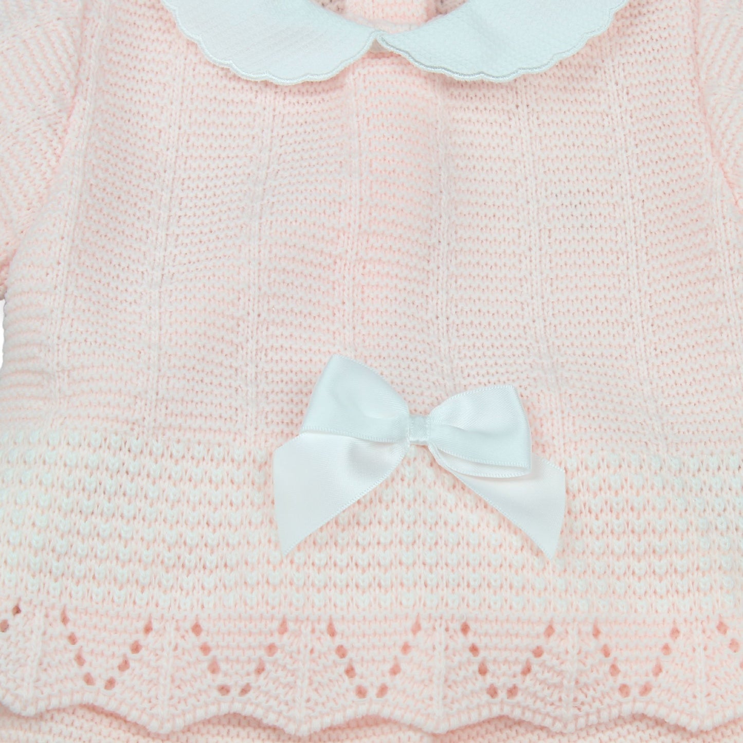 Pink Knitted Baby Girls Set | Made in Portugal | Newborn to 3 Months