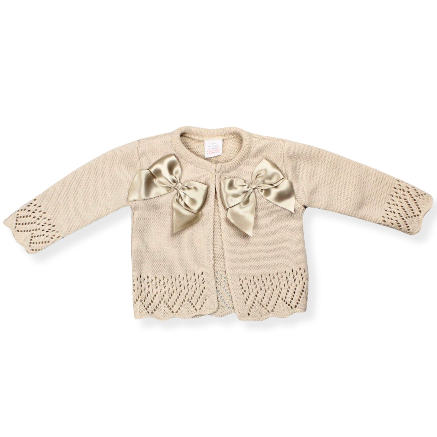 Baby Girls Beige Cardigan With Bows