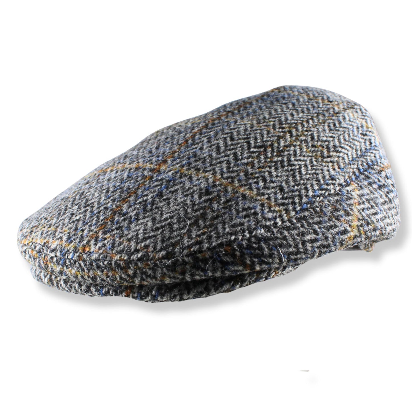 Faith & Sarah Baby Flat Cap – Grey Herringbone Wool Blend | Quilted Lining