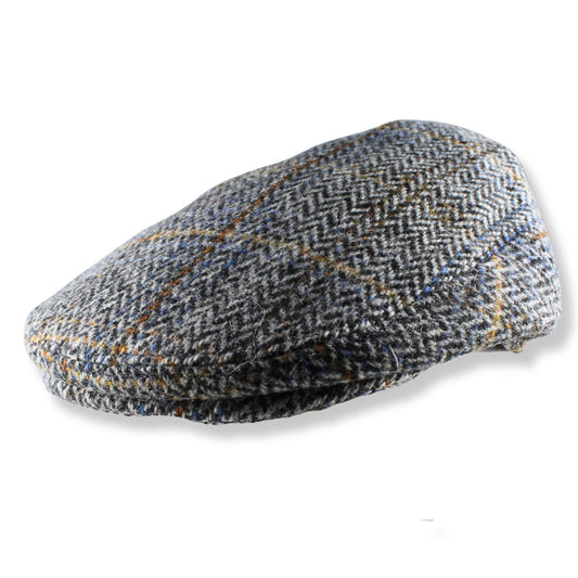 Faith & Sarah Baby Flat Cap – Grey Herringbone Wool Blend | Quilted Lining