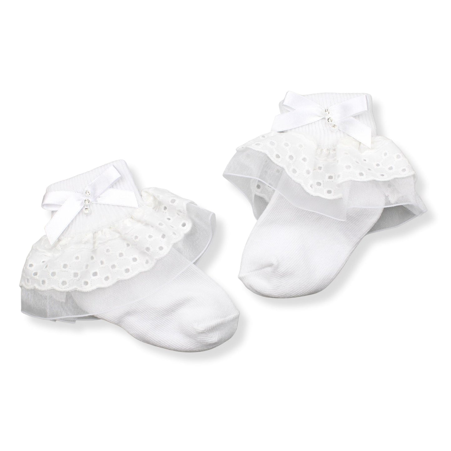 Baby Girl Ankle Lace Bow Socks - White - Pex Jane