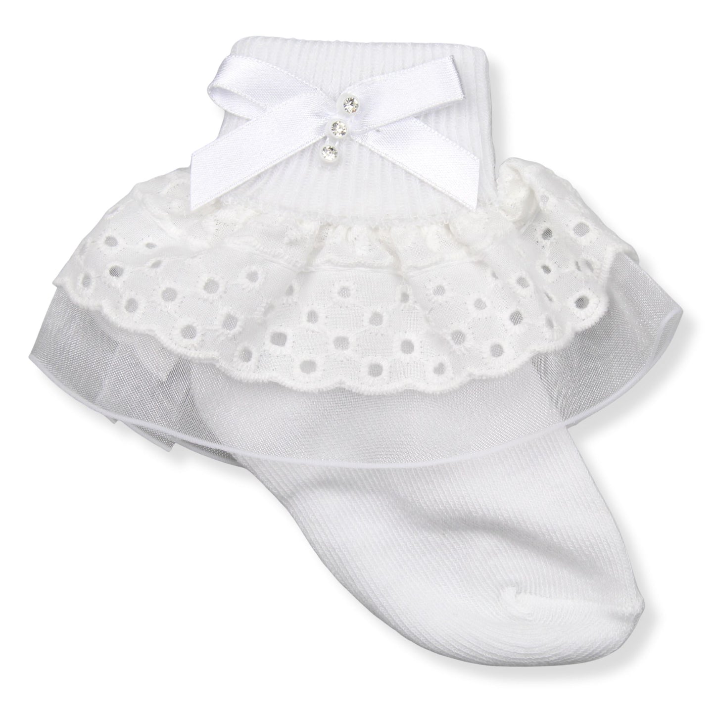 Baby Girl Ankle Lace Bow Socks - White - Pex Jane