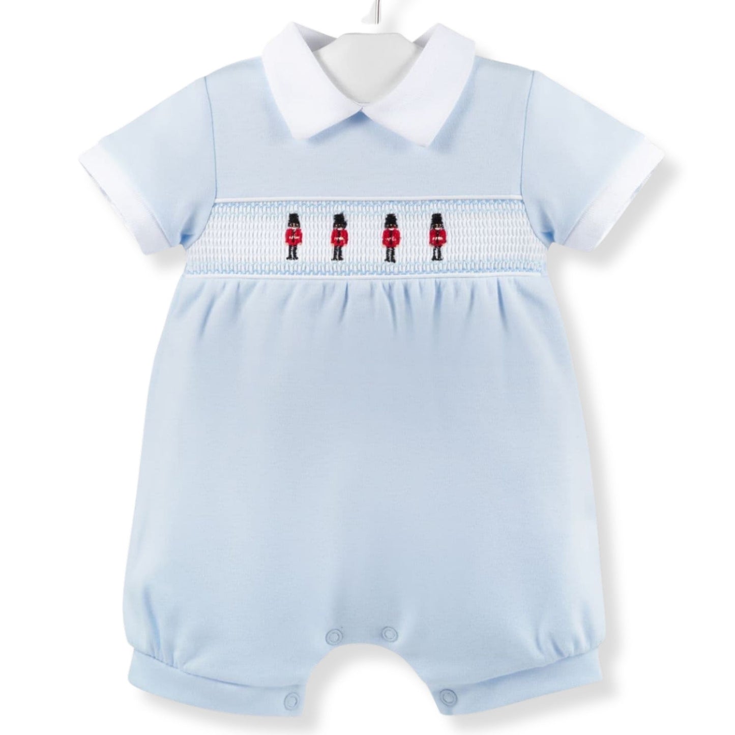Dandelion Baby Boys Blue Smocked Romper – Guardsman Embroidery
