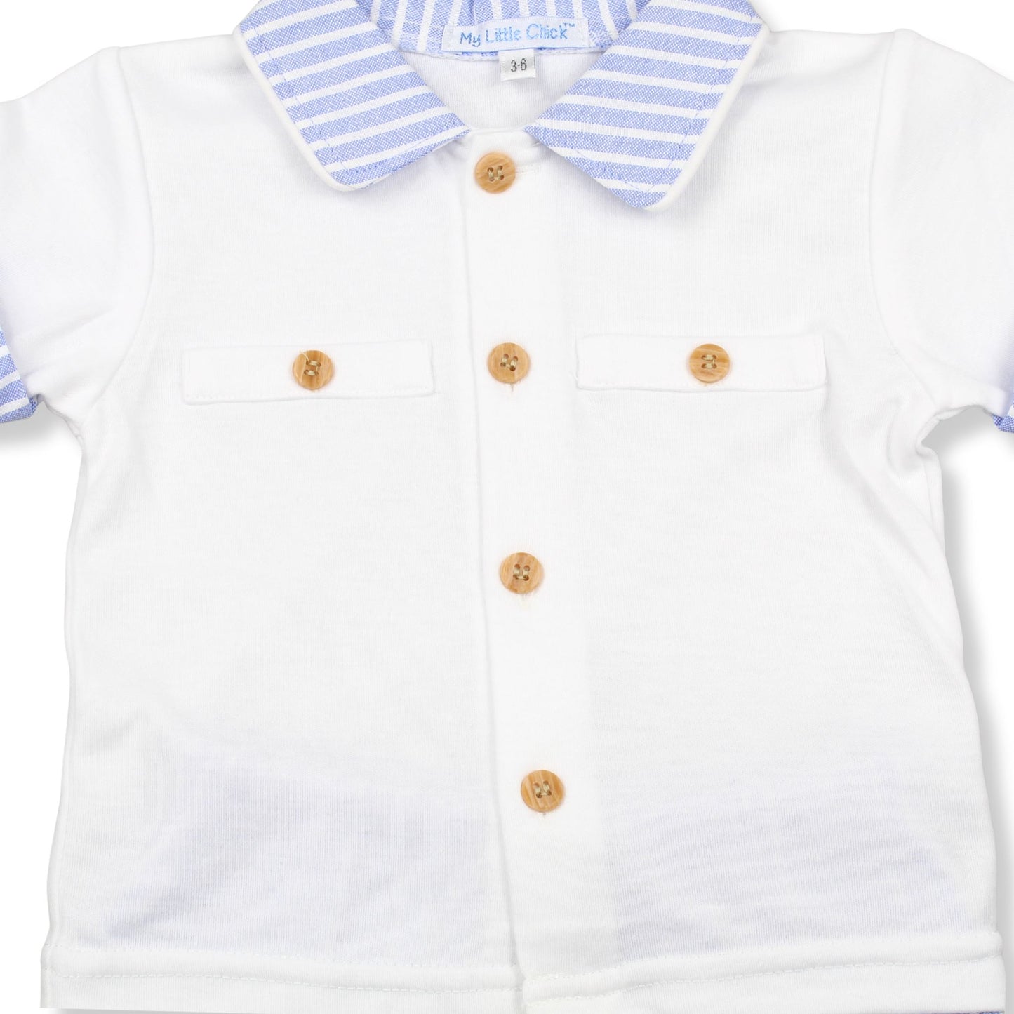 Baby Boys Blue & White Summer Shirt and Shorts Set – My Little Chick