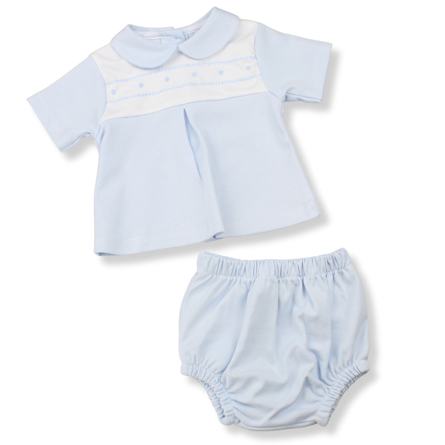Baby Boys Blue Smocked Two-Piece Top & Pants Set