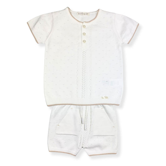 Baby Boys Two-Piece Knitted Outfit – White