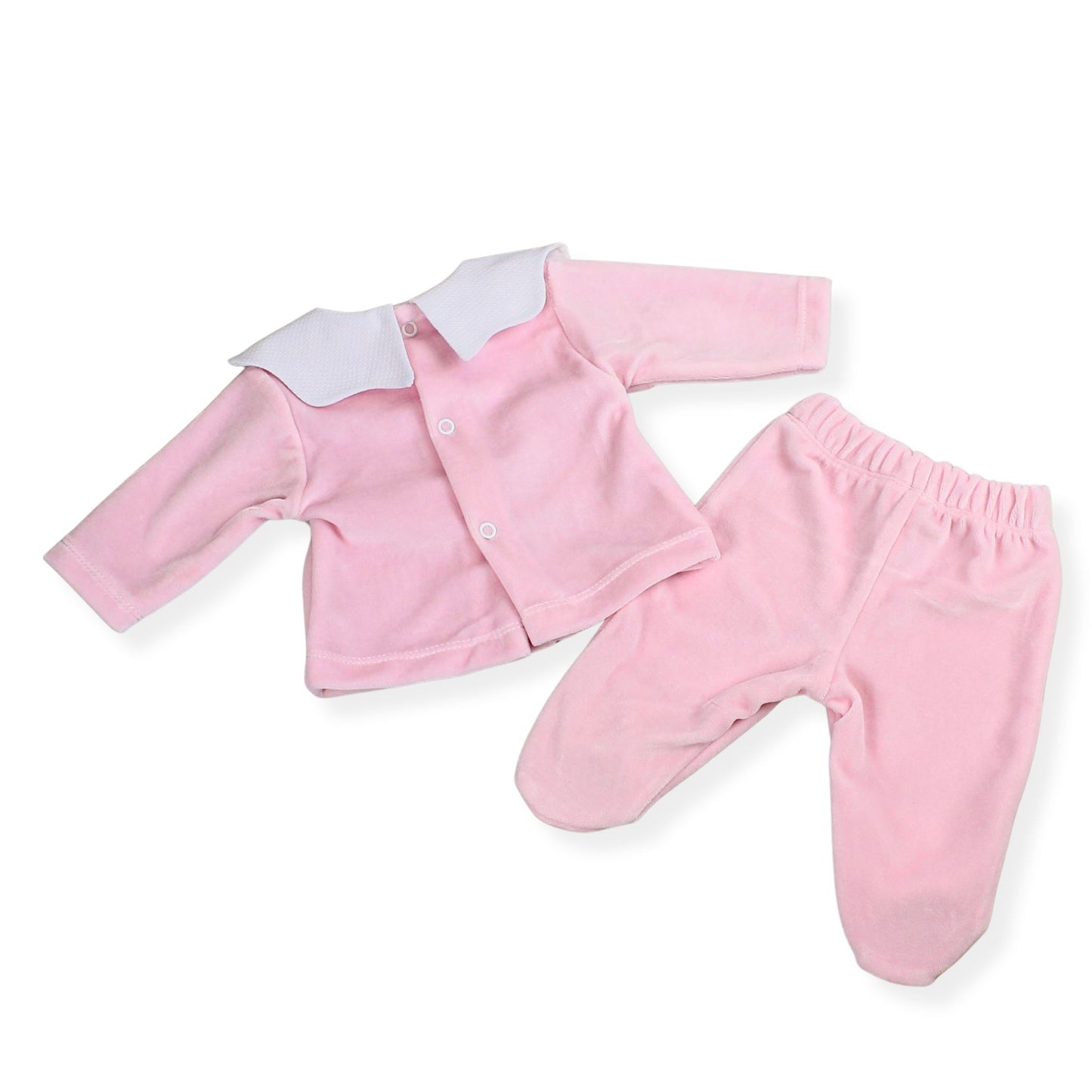 Baby Girl - Two Piece Velour Outfit - Pink