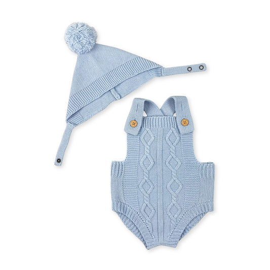 baby boys two piece knitted blue set