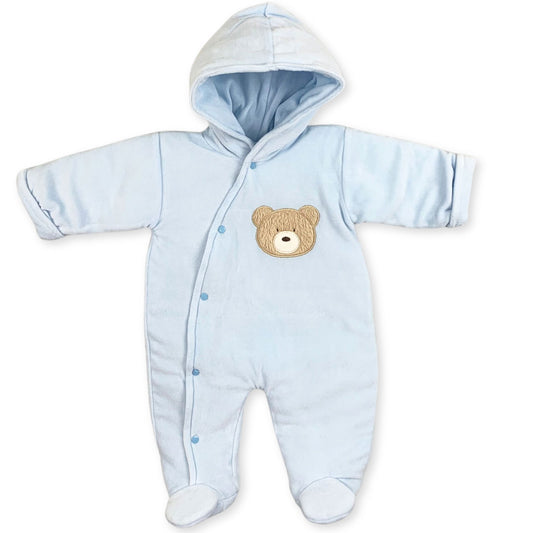 baby bpys blue snowsuit pramsuit