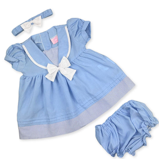 baby girls blue summer dress headband and pants