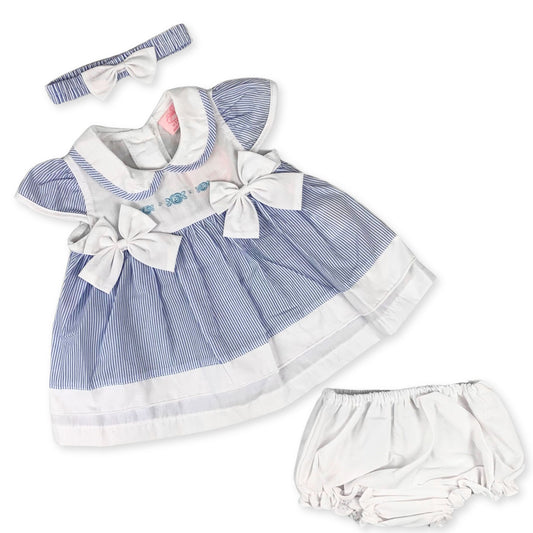Baby girls blue summer striped dress