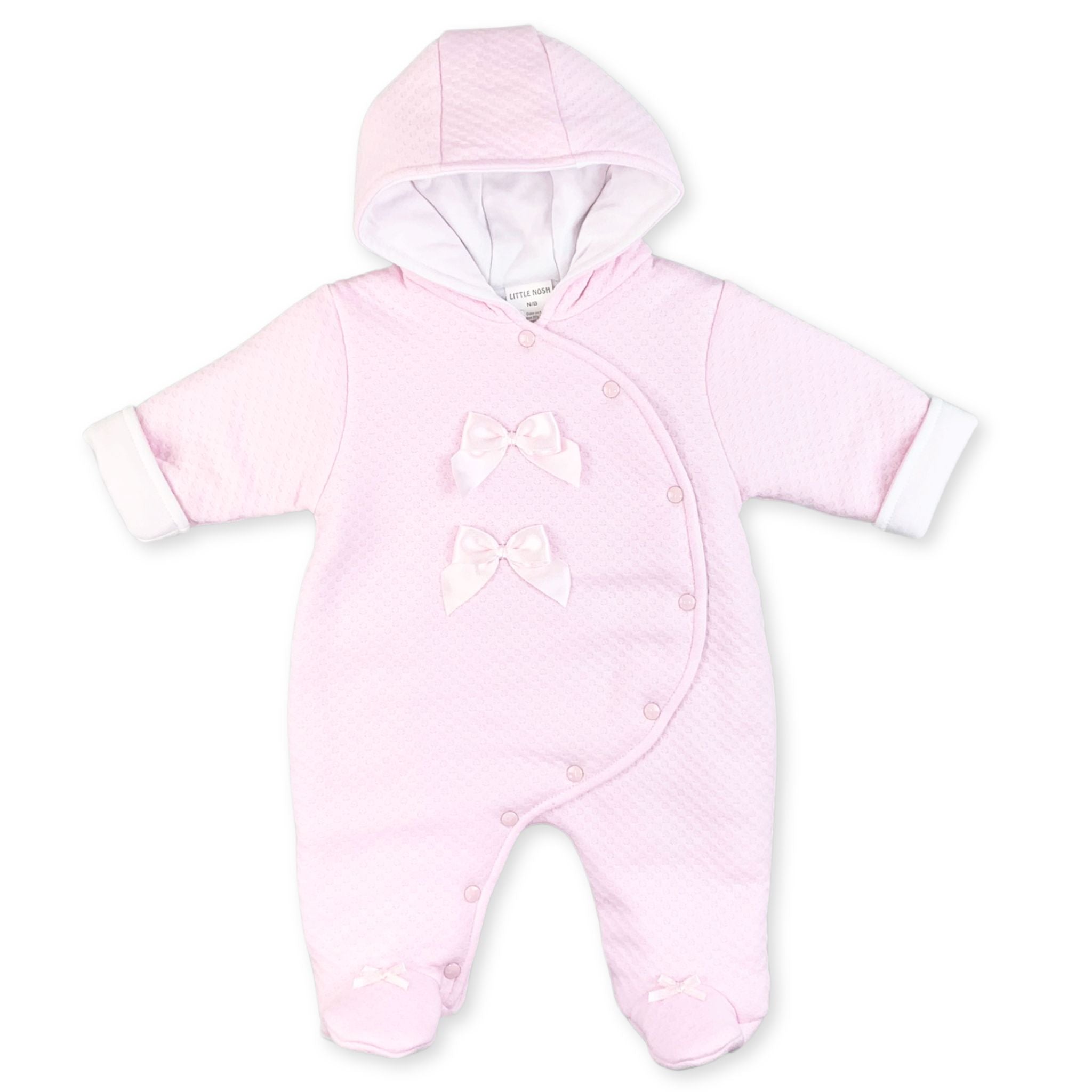 baby girls pink snowsuit