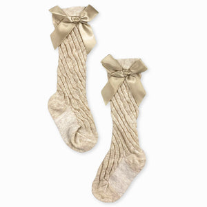 baby girls beige bow socks