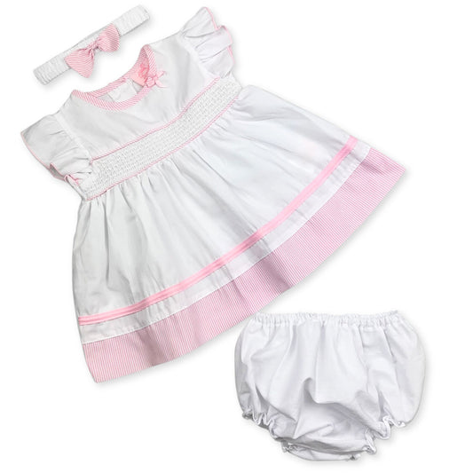 White pink striped dummer three piece outfit