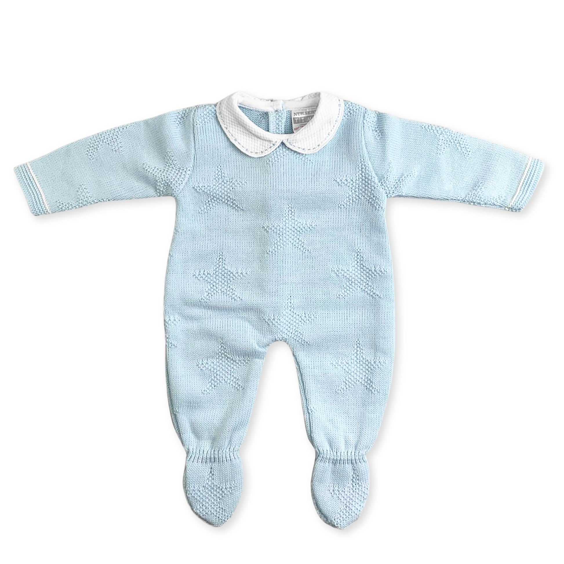 baby boys knitted outfit blue