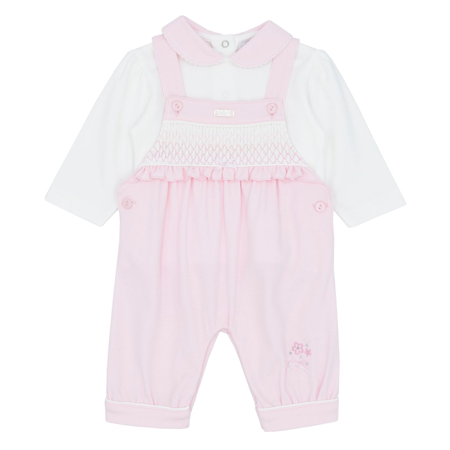 baby girls two piece white and pink outfit