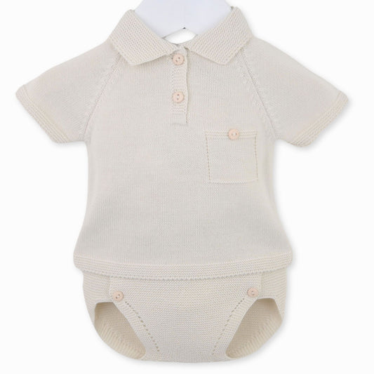 baby boy beige knitted outfit