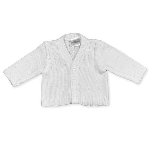 baby boy white knitted cardigan with v neck