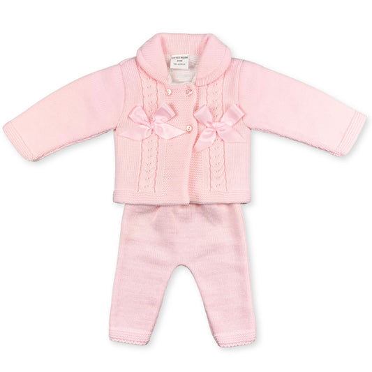 Baby girls knitted jacket and trousers set