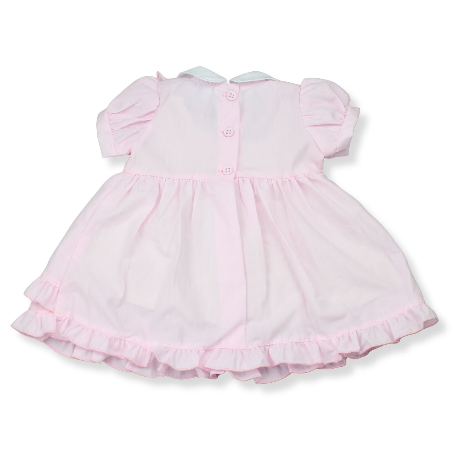 Baby Girl Pink Ruffle Dress with Bows, Headband & Knickers