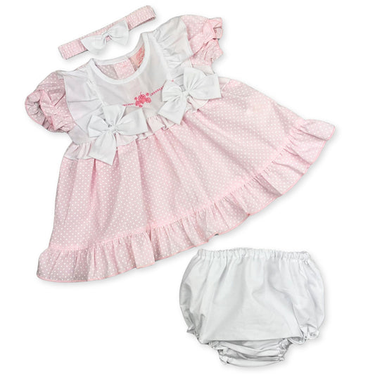 Baby girls pink polka summer dress