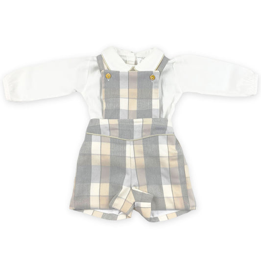 baby boys two piece outfit grey and beige
