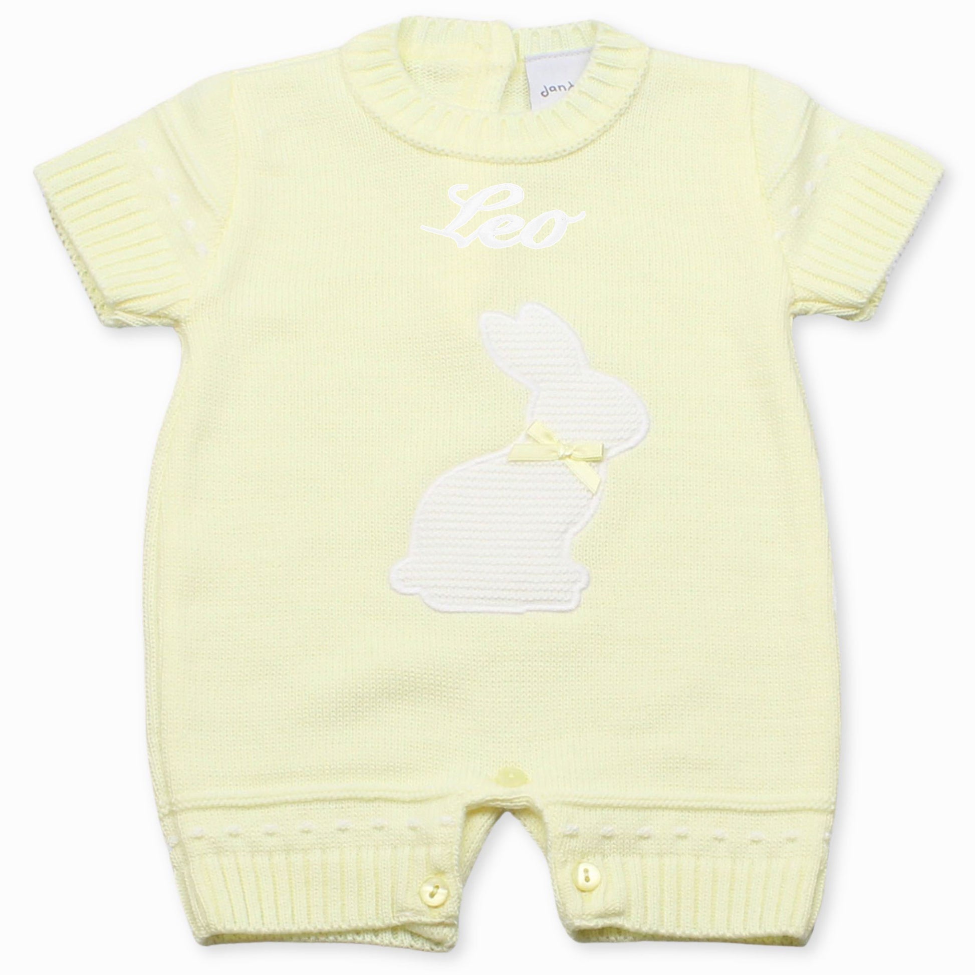 personalsied easter unisex lemon yellow rabbit romper