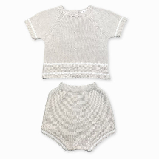 baby boys 2 piece knitted grey outfit by little nosh