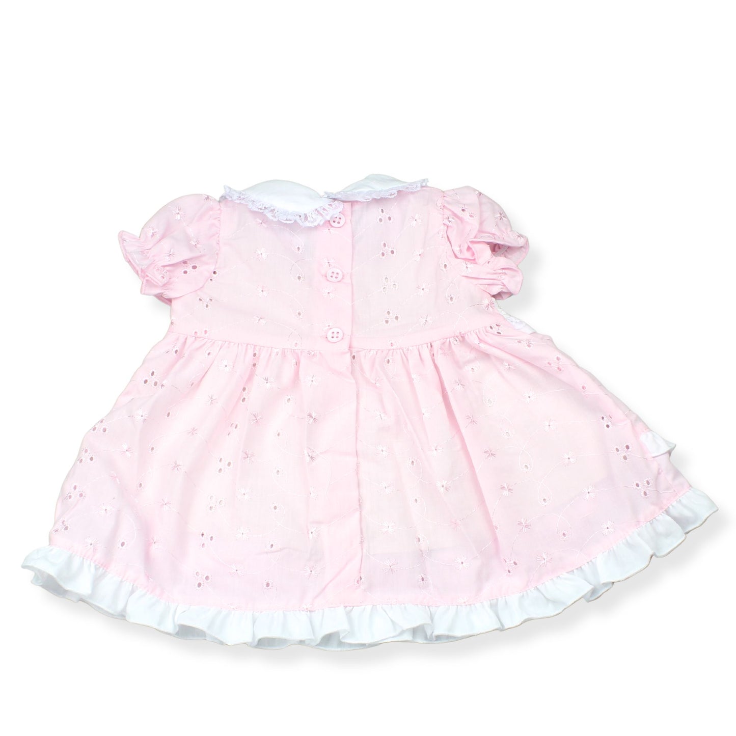 Baby Girl Pink Tiered Dress with Smocking, Bows & Headband