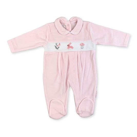 baby girls velour pink rabbit embroidery 