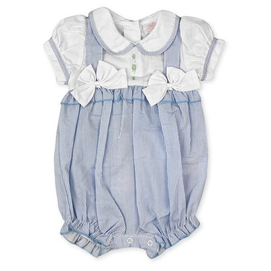 baby girls blue pinstriped romper