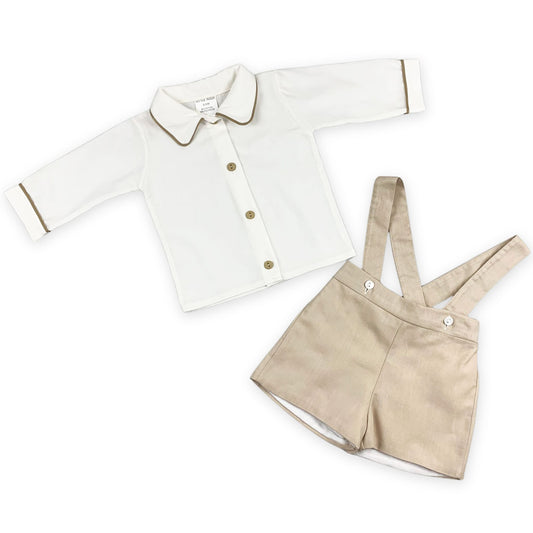 baby boys summer outfit beige shorts and shirt