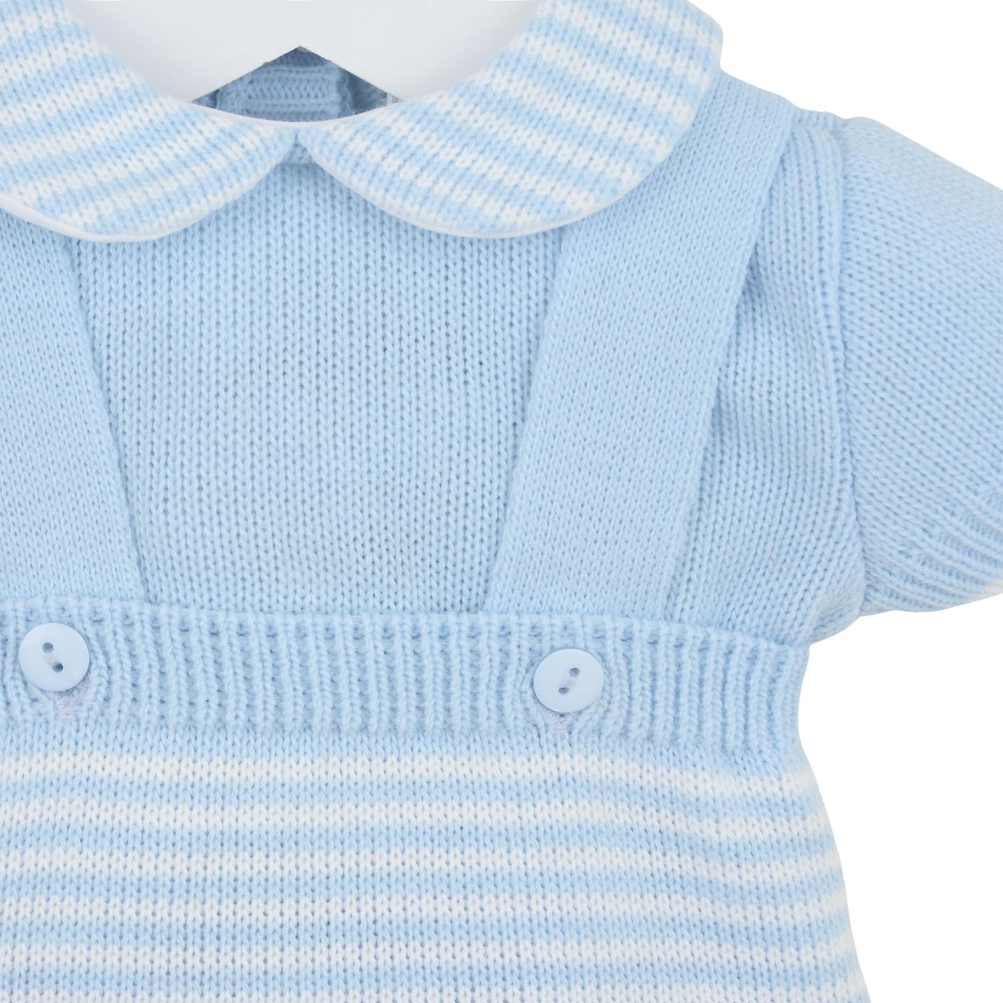 Pex Baby Boys Blue Knitted Two Piece Outfit with Peter Pan Collar – Made in Portugal